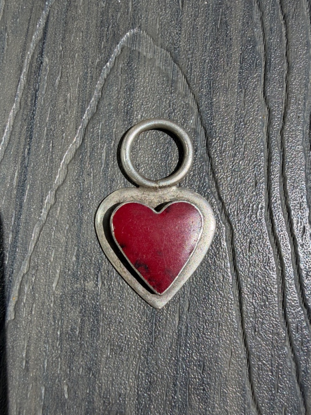 Red Heart Pendant Charm - Sterling Silver Mexico .925 JRT